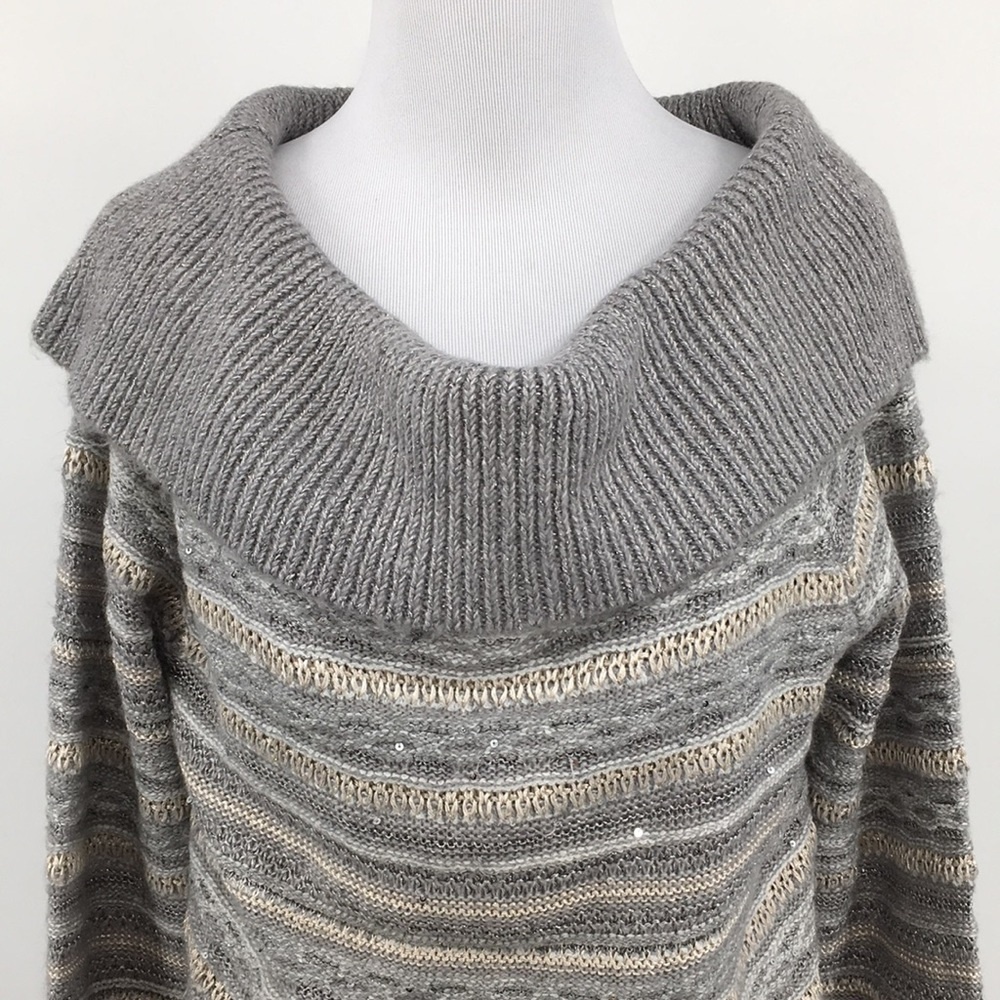 White House Black‎ Market Striped Off-The Shoulder Sweater Womens Large Pullover - Picture 2 of 16